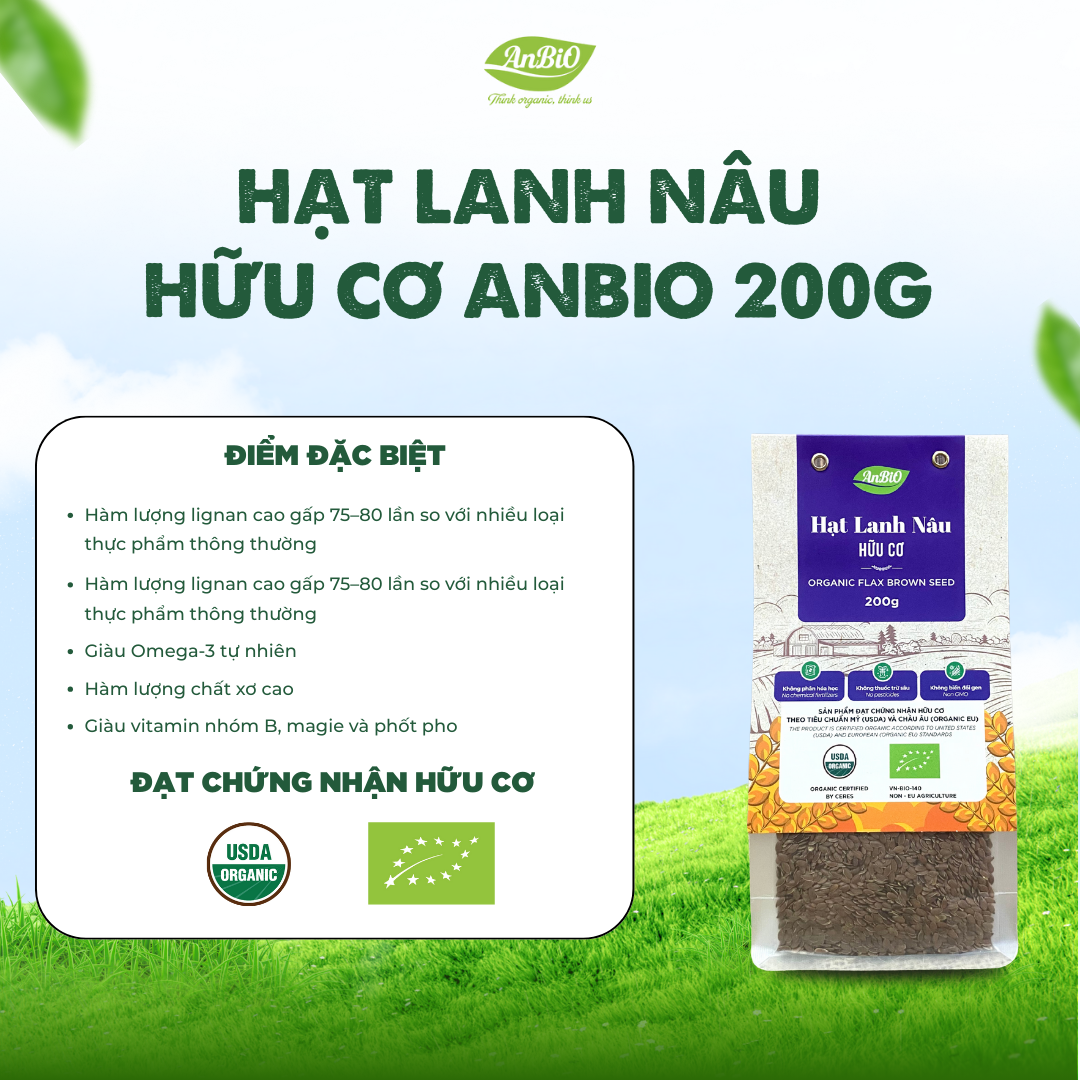 Hạt lanh nâu hữu cơ 200g (Gói)
