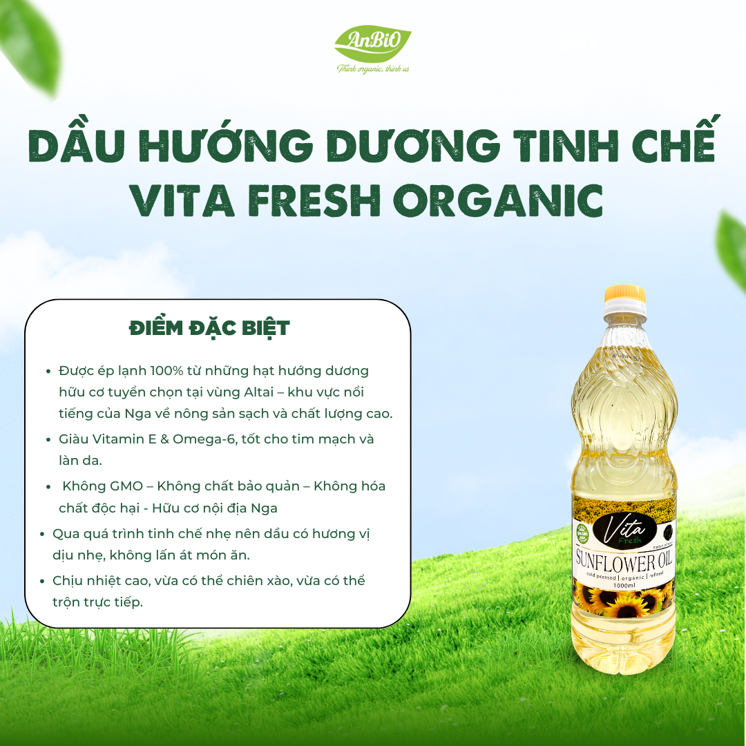 Dầu hướng dương tinh chế Vita Fresh Organic