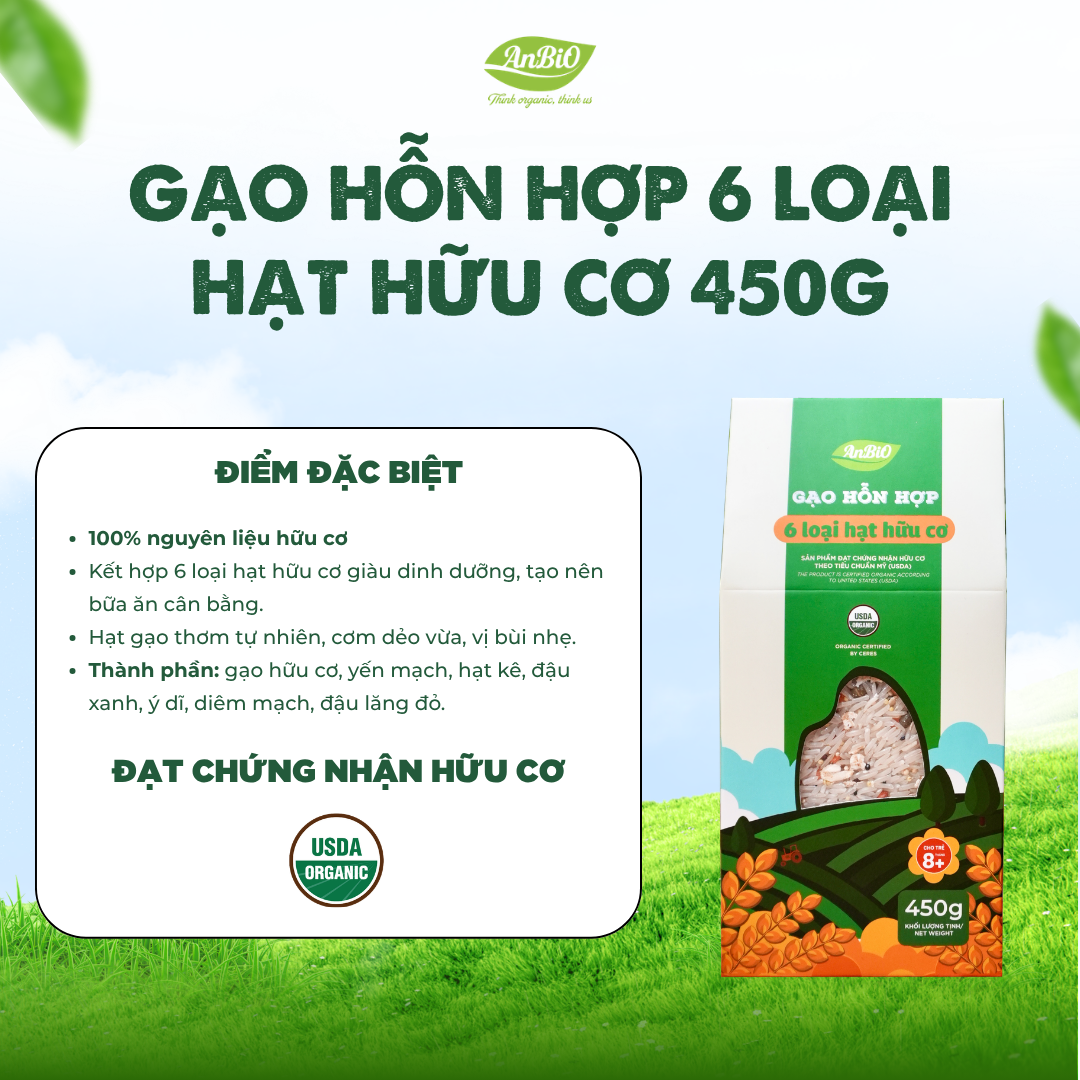 Gạo hỗn hợp 6 loại hạt hữu cơ