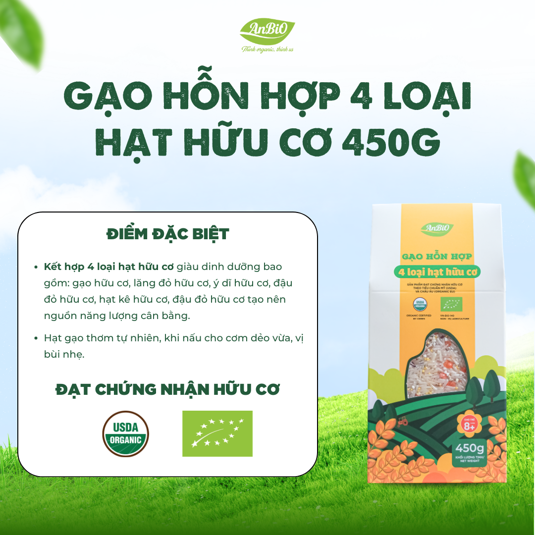 Gạo hỗn hợp 4 loại hạt hữu cơ