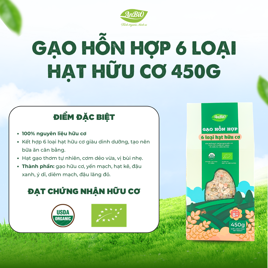 Gạo hỗn hợp 6 loại hạt hữu cơ