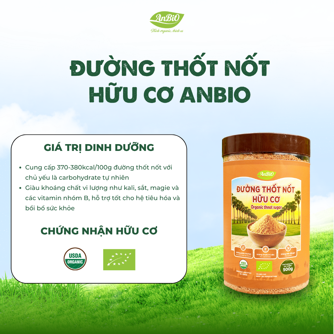 Đường thốt nốt hữu cơ AnBiO 500g