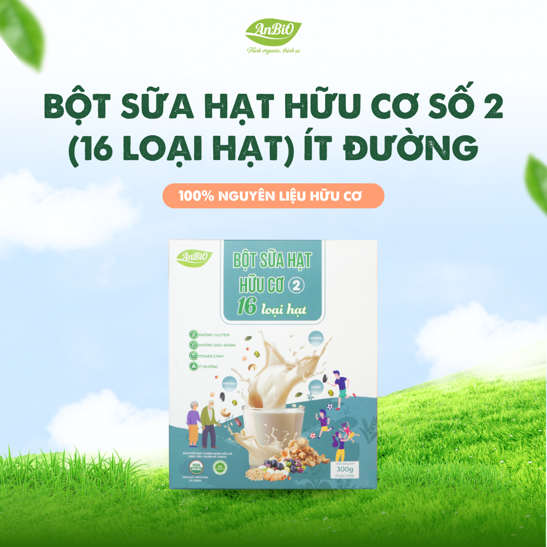Bột sữa hạt hữu cơ số 2 ít đường (16 loại hạt)