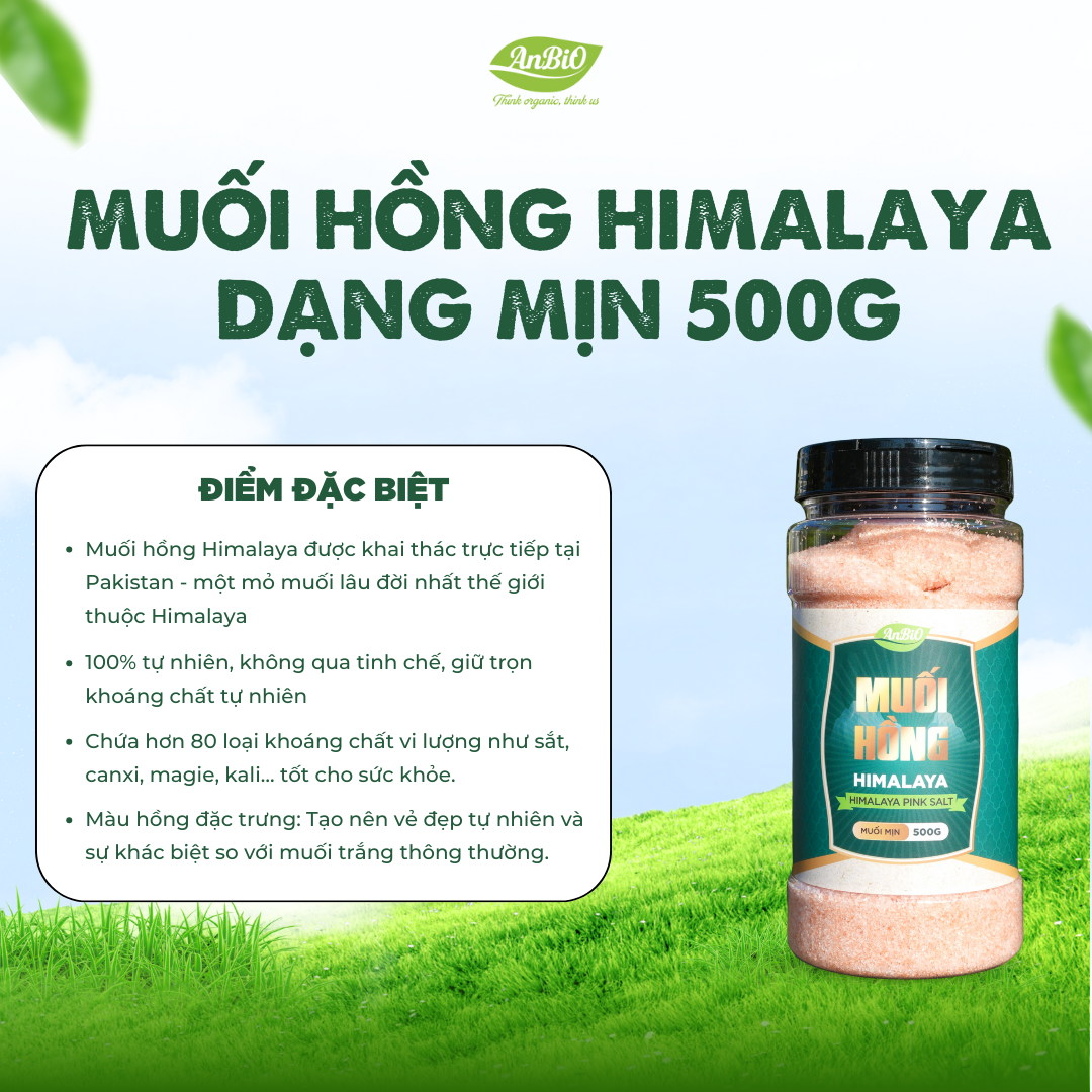 Muối hồng Himalaya Anbio dạng mịn 500g