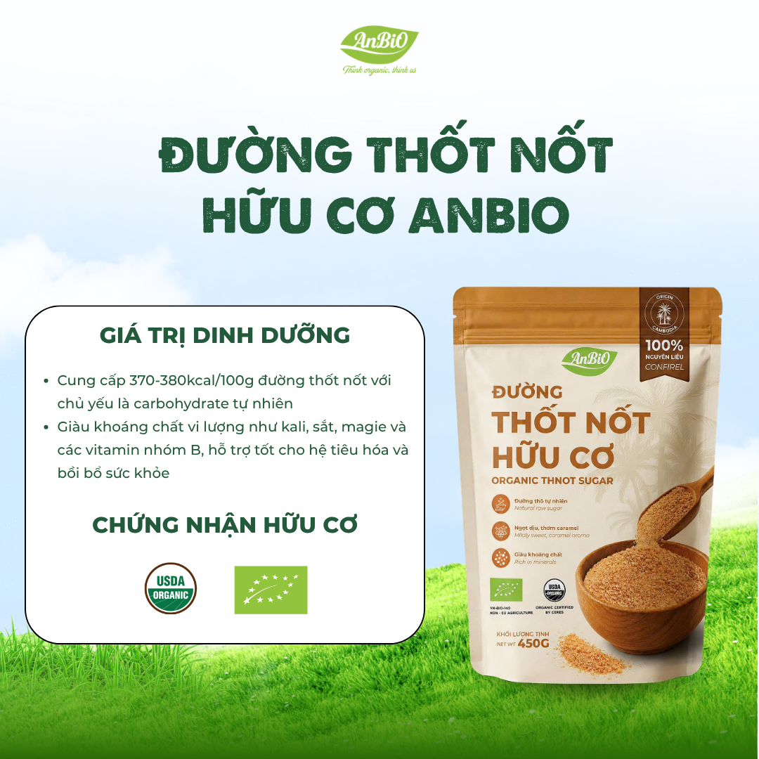 Đường thốt nốt hữu cơ AnBiO 450g