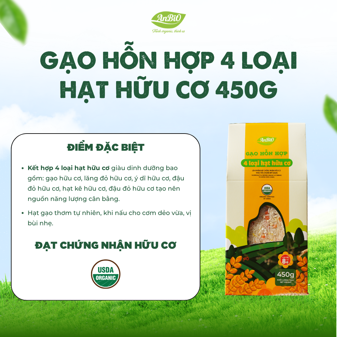 Gạo hỗn hợp 4 loại hạt hữu cơ