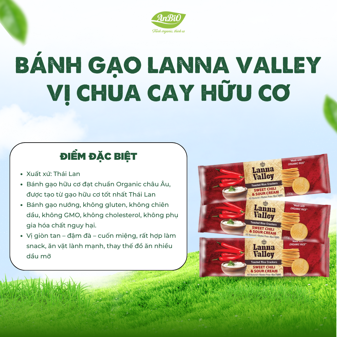 Lanna Valley Bánh gạo hữu cơ vị chua cay 100g