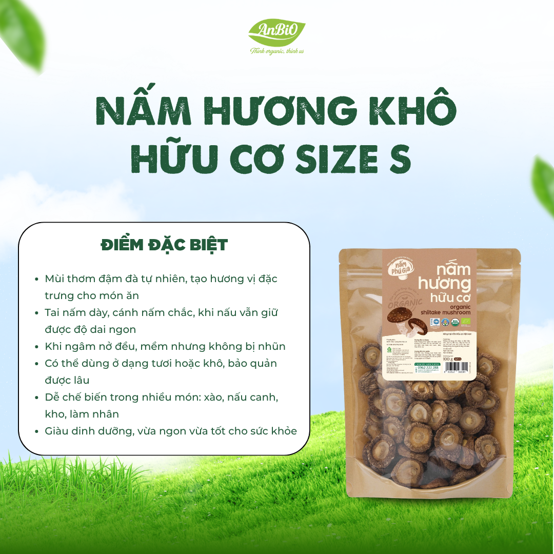 Nấm hương khô (S) - Organic - (Gói)