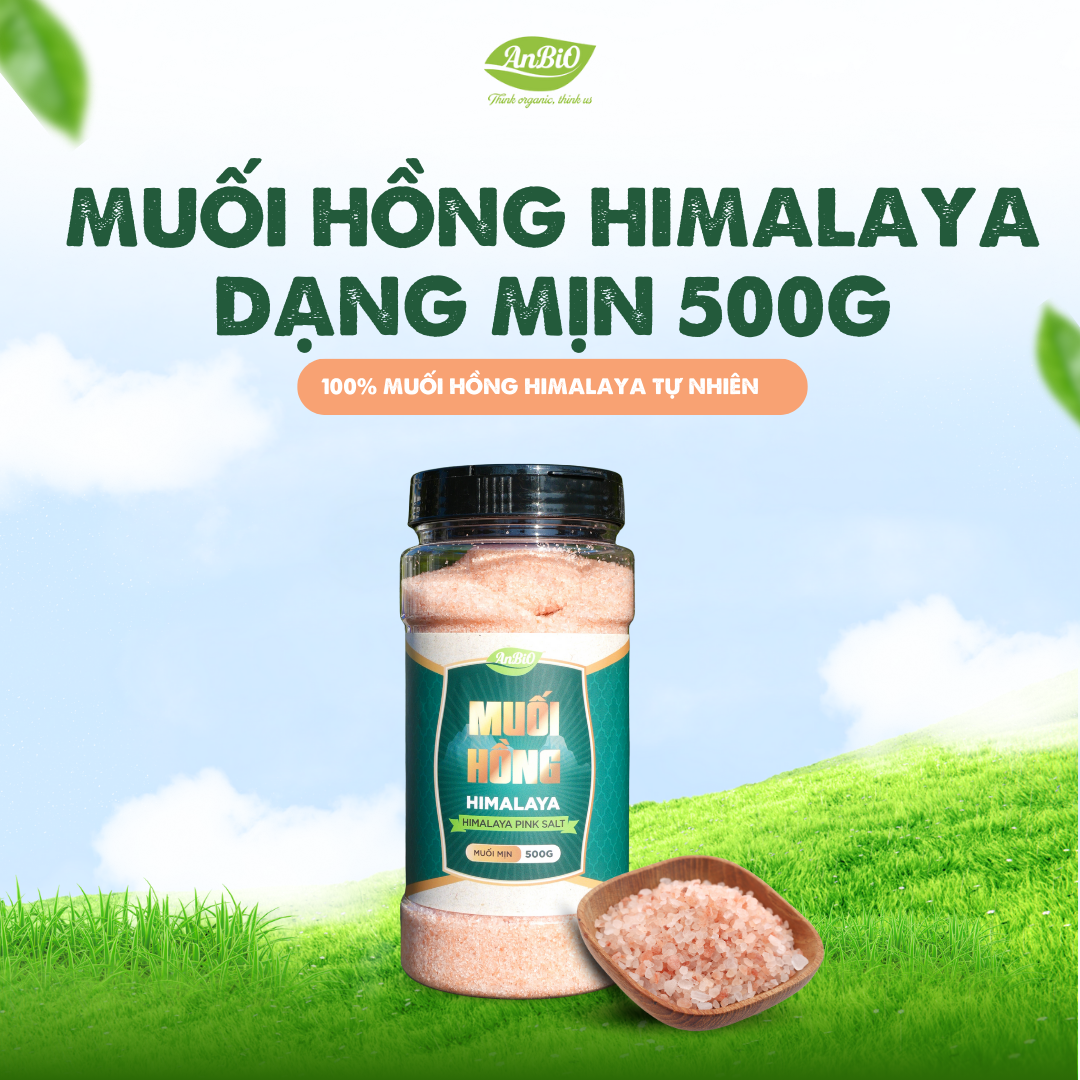 Muối hồng Himalaya Anbio dạng mịn 500g