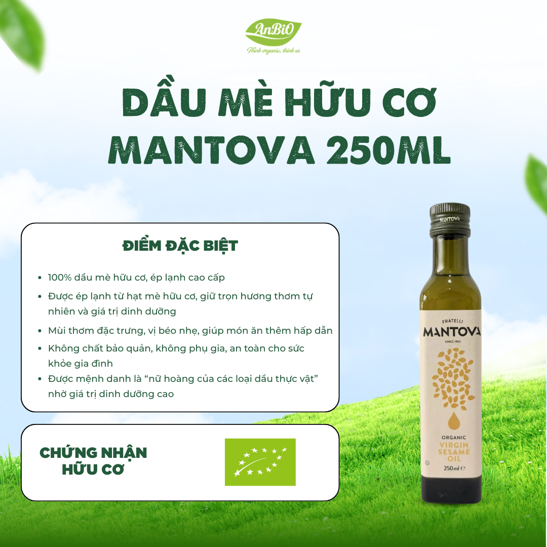 Mantova Dầu hạt mè hữu cơ 250ml