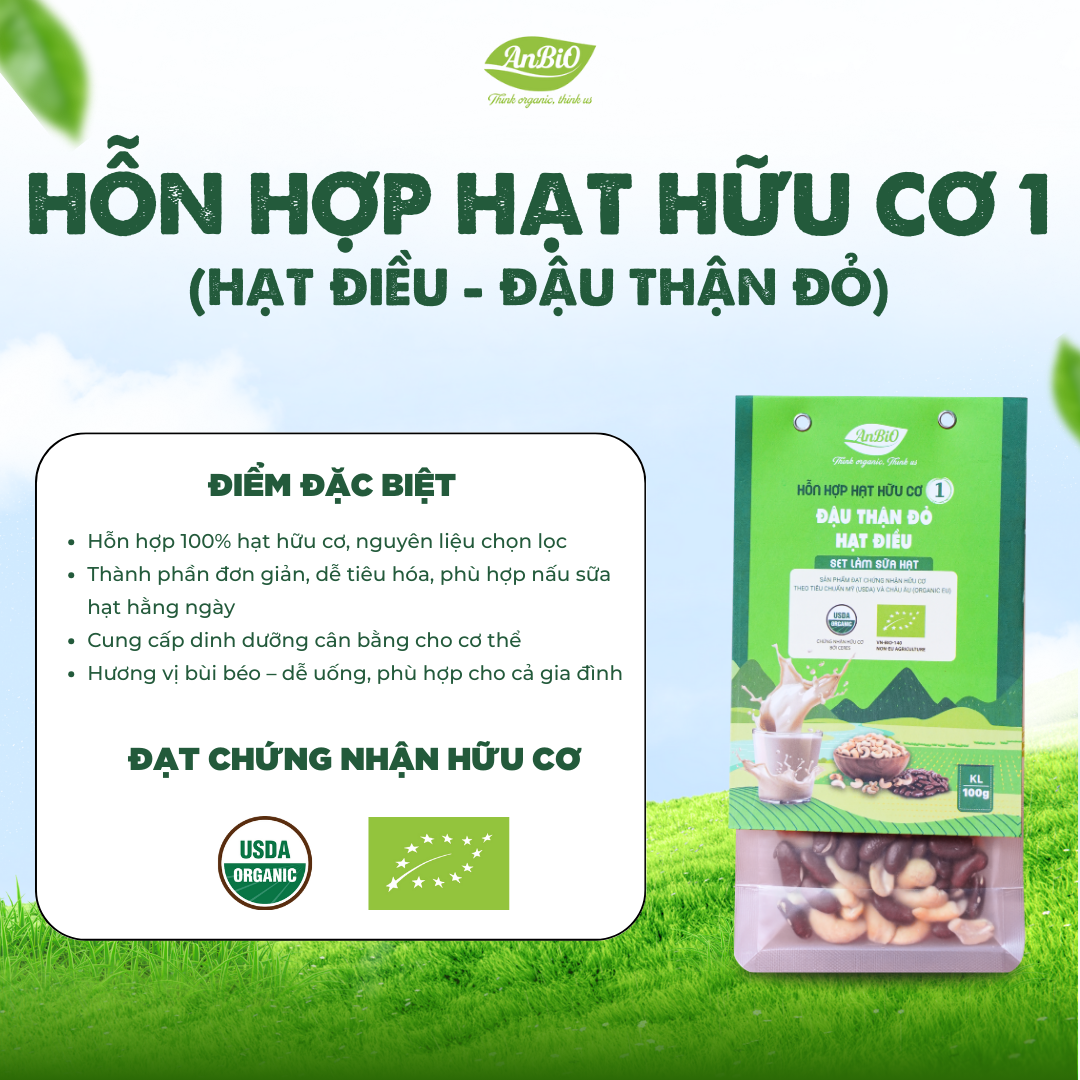 Hỗn hợp hạt hữu cơ số 1 ( Hạt điều - Đậu thận đỏ)