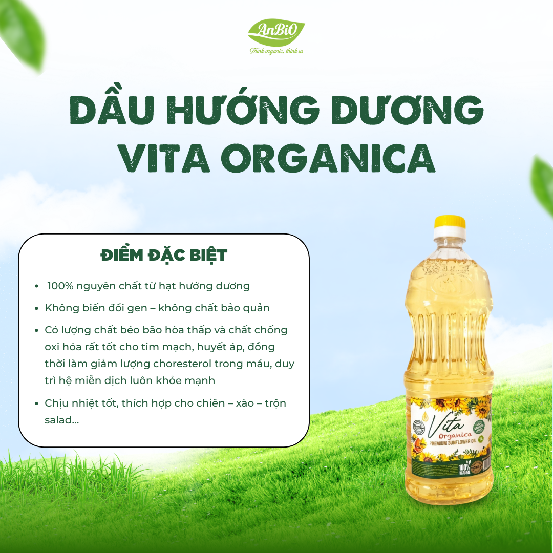 Dầu hướng dương cao cấp Vita Organica 1L (Chai)