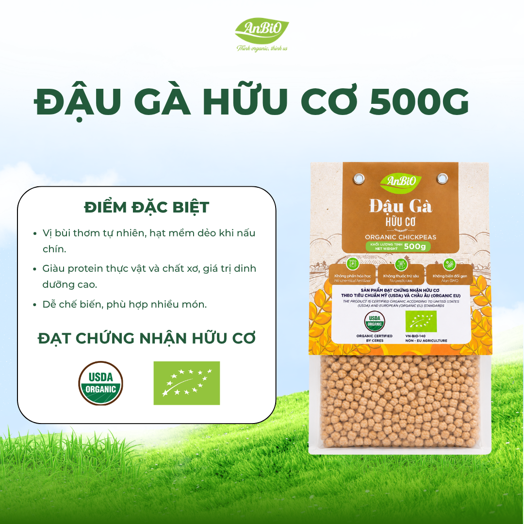 Đậu gà hữu cơ Anbio 500g (Gói)