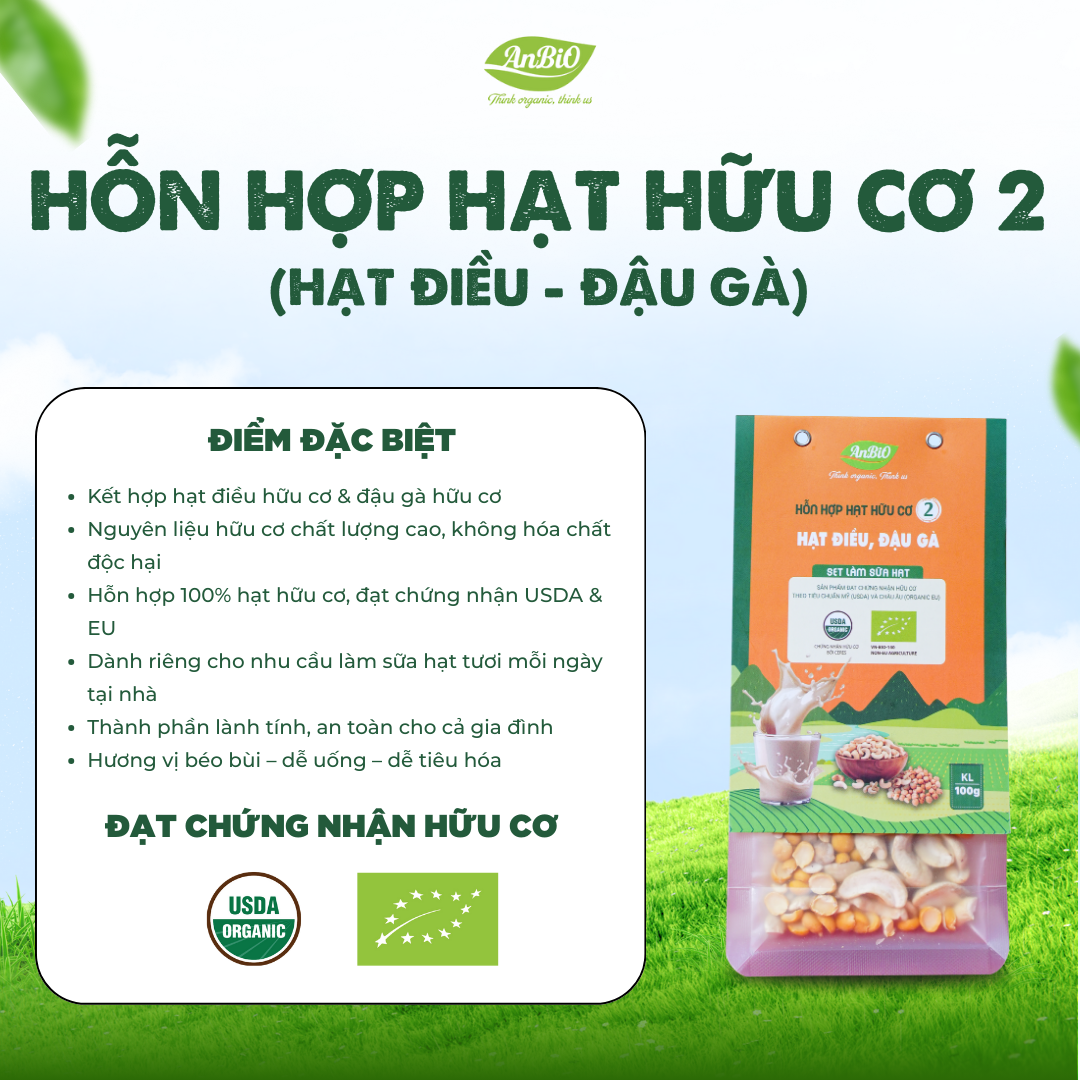 Hỗn hợp hạt hữu cơ số 2 ( Hạt điều - Đậu gà)