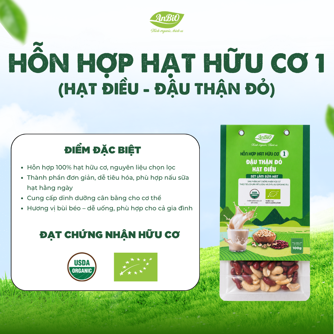 Hỗn hợp hạt hữu cơ số 1 ( Hạt điều - Đậu thận đỏ)