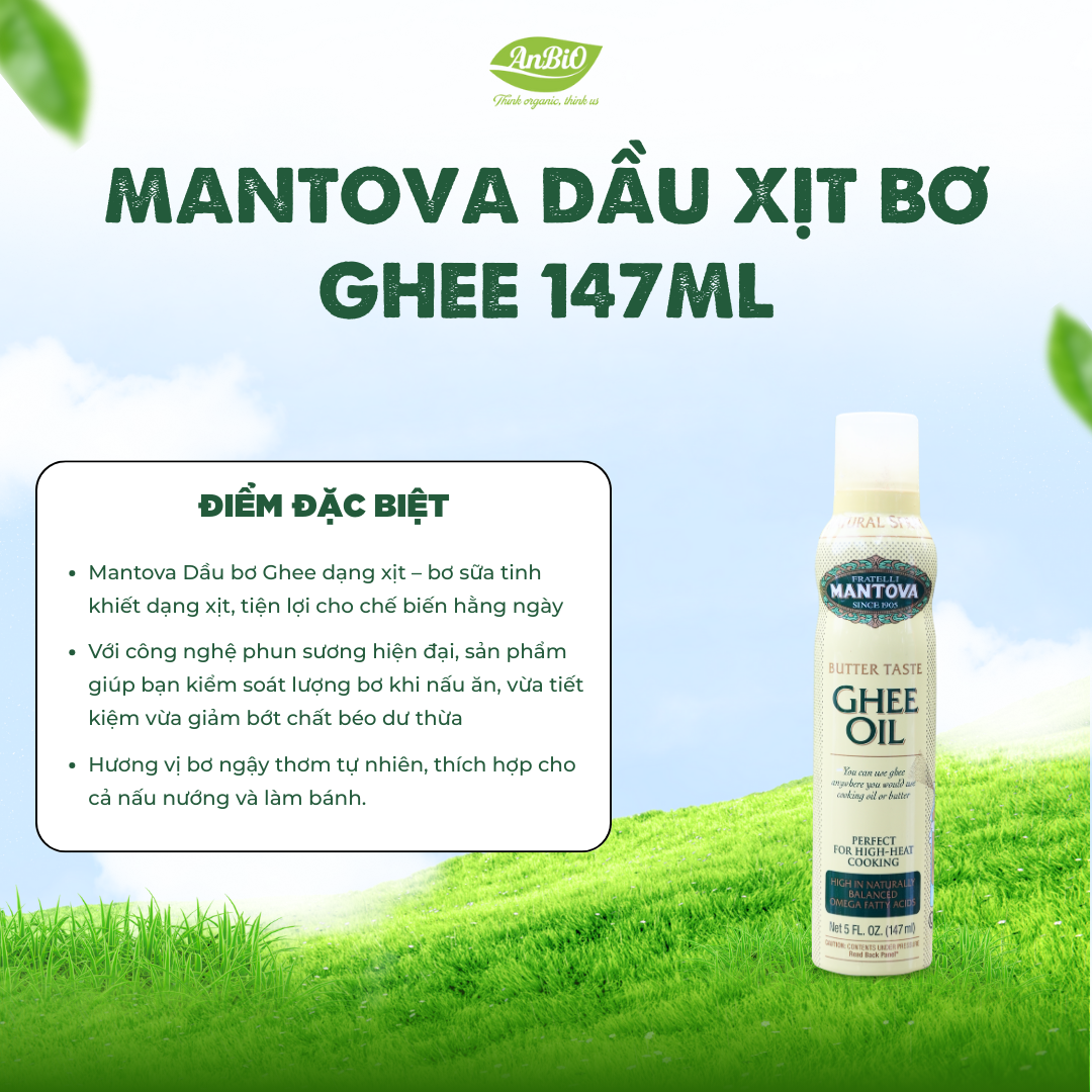 Mantova Dầu xịt bơ Ghee 147ml