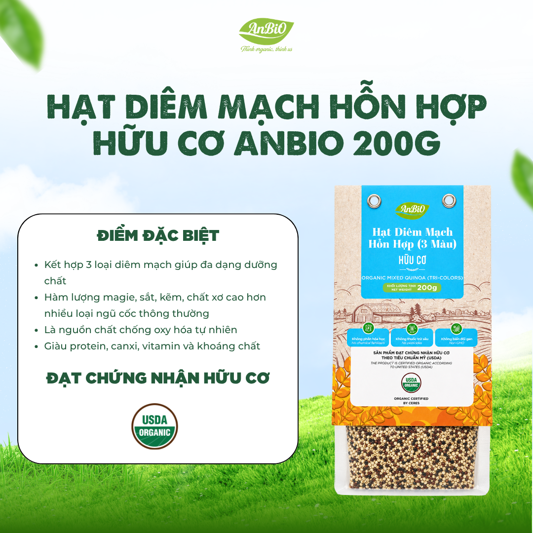 Hạt diêm mạch 3 màu hữu cơ AnbiO