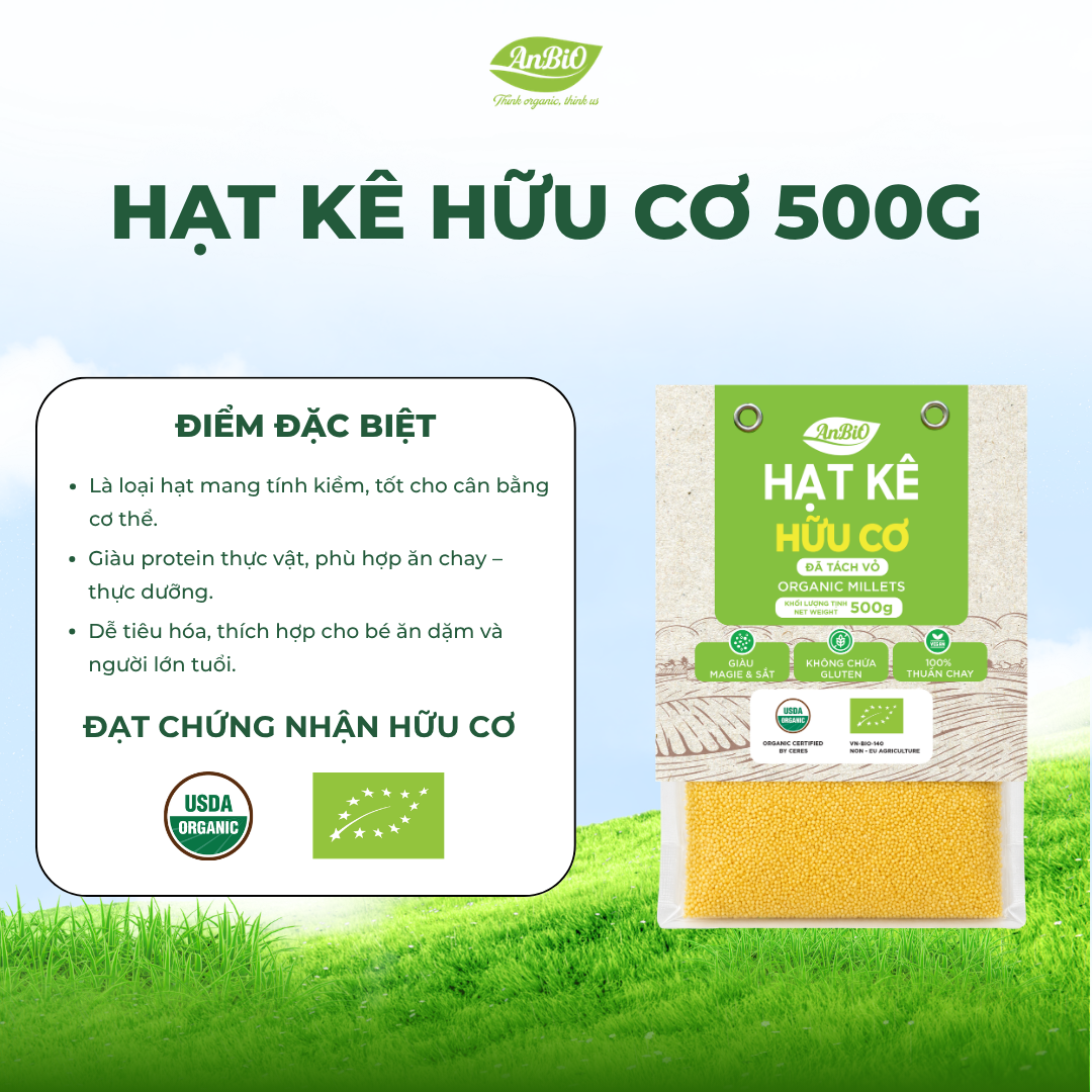 Hạt kê hữu cơ Anbio 500g