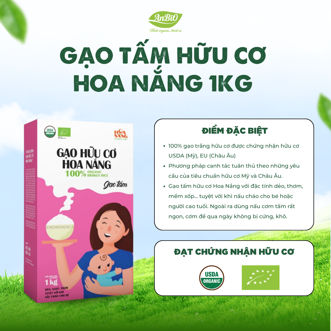 Gạo tấm hữu cơ Hoa Nắng (1kg)