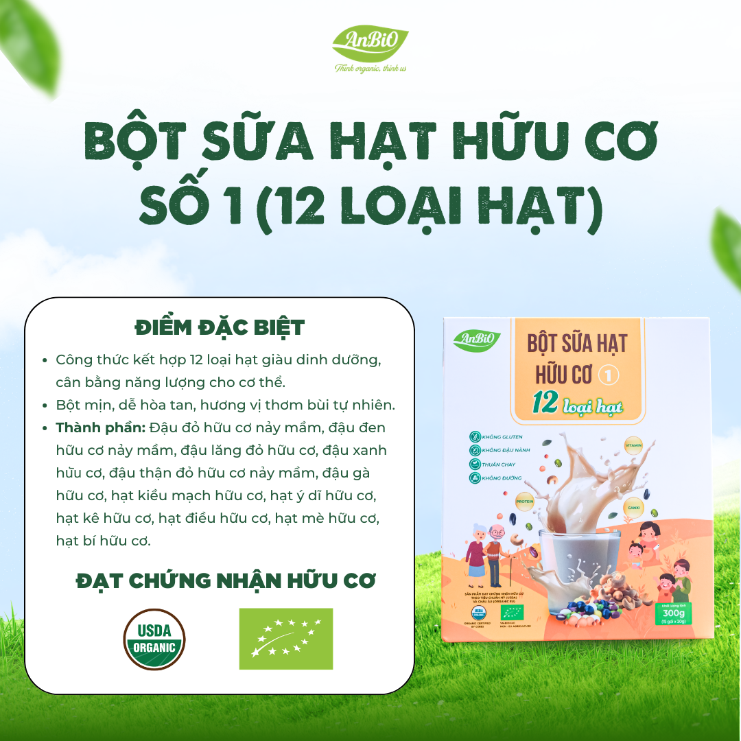 Bột sữa hạt hữu cơ số 1 (12 loại hạt)
