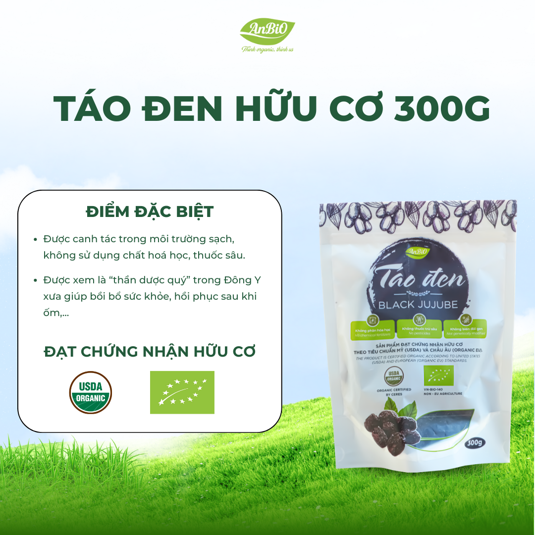 Táo đen hữu cơ (BLACK JUJUBE) Anbio 300g