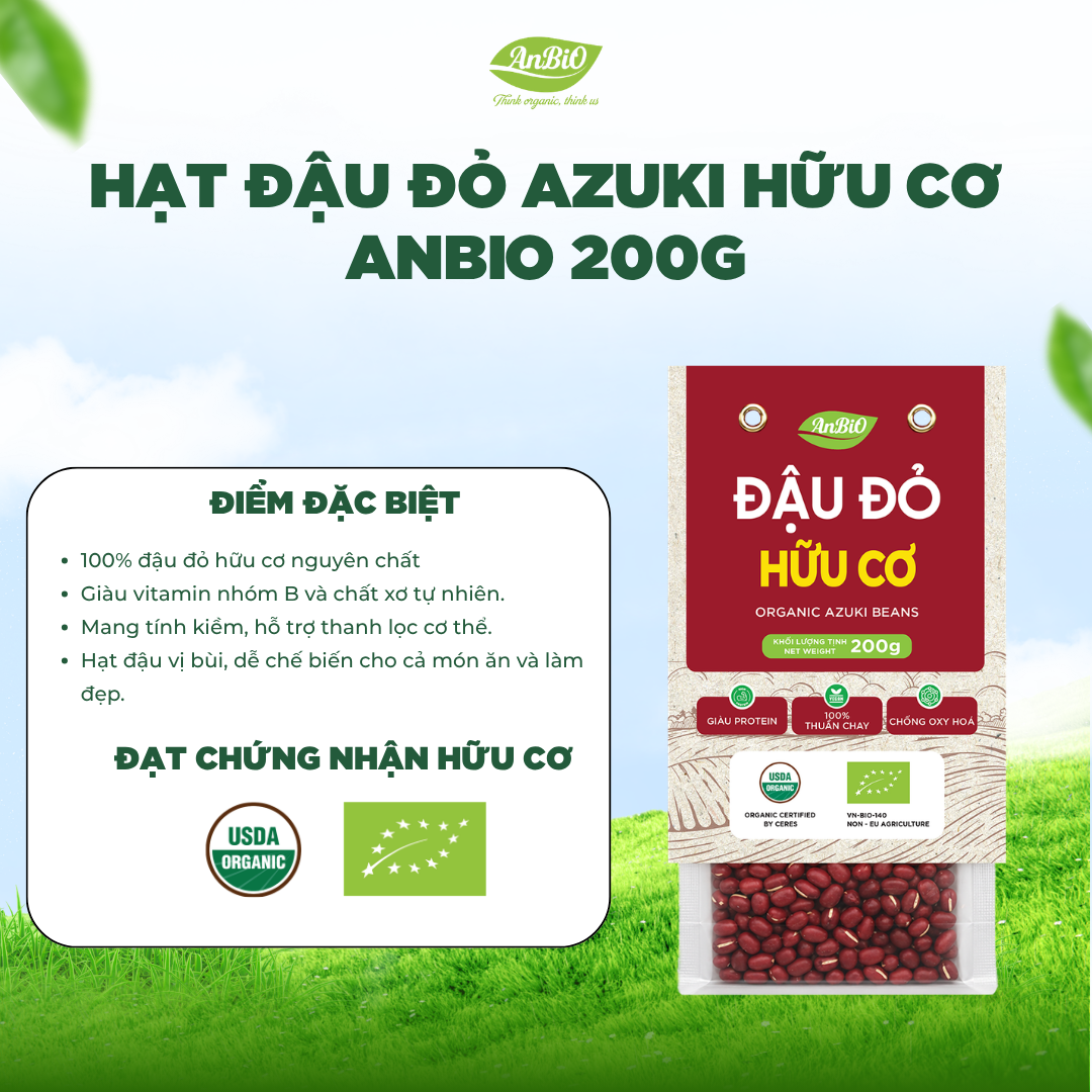Đậu đỏ hữu cơ azuki Anbio 200g