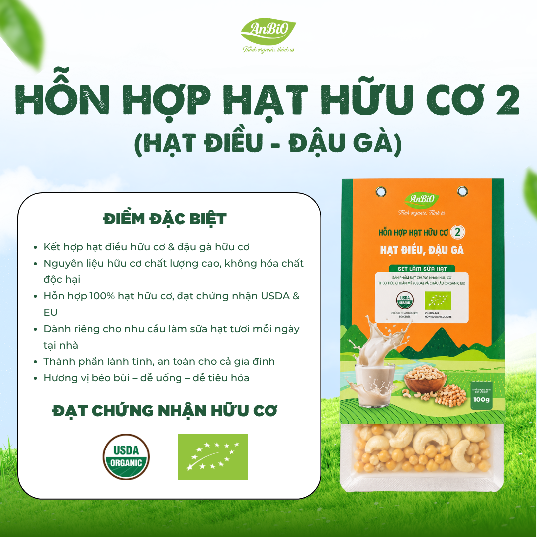 Hỗn hợp hạt hữu cơ số 2 ( Hạt điều - Đậu gà)