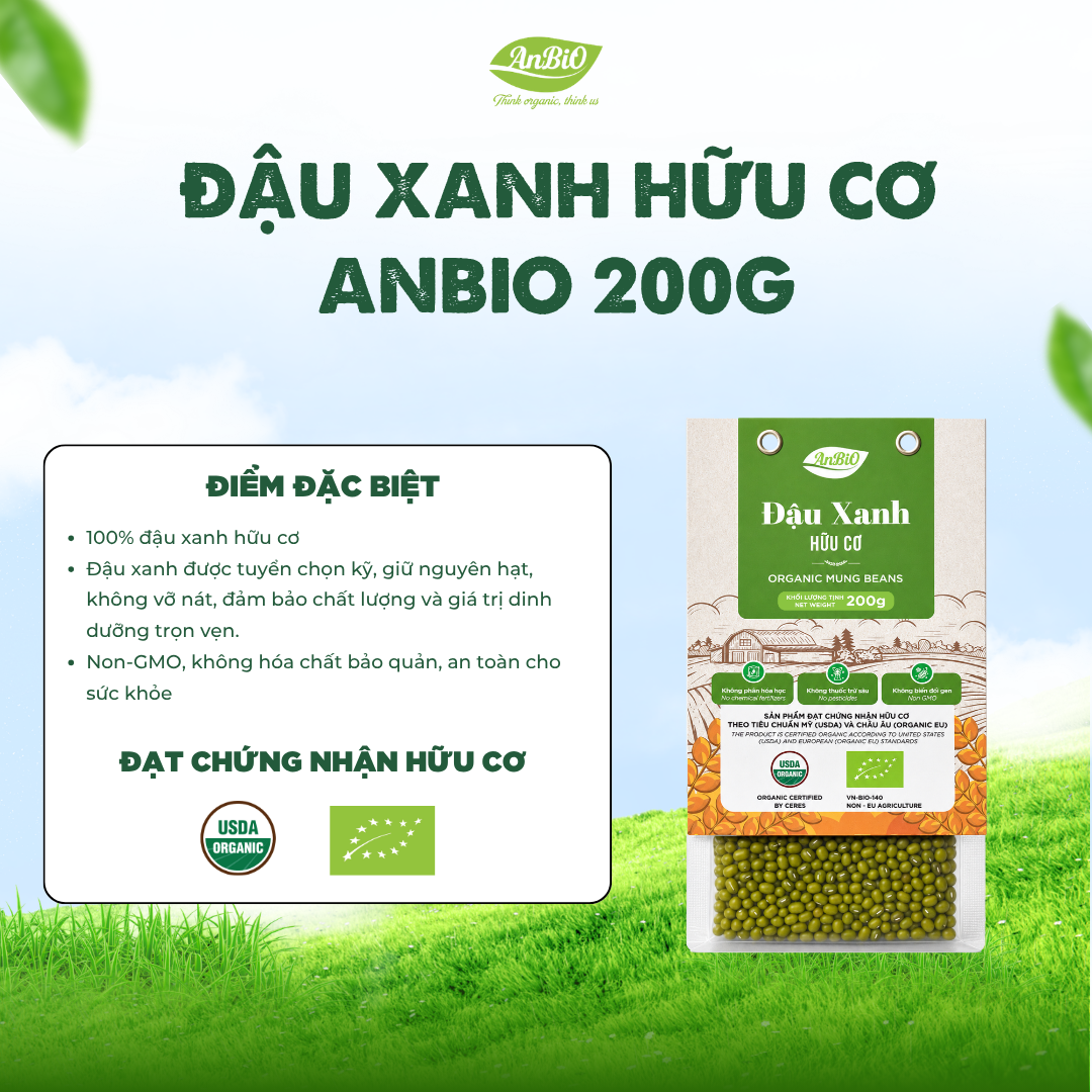 Đậu xanh hữu cơ Anbio 200g