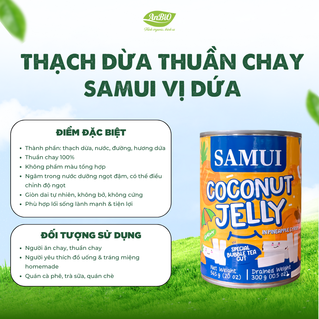 Thạch dừa Samui VỊ DỨA/ COCONUT JELLY IN SYRUP SAMUI BRAND 565g