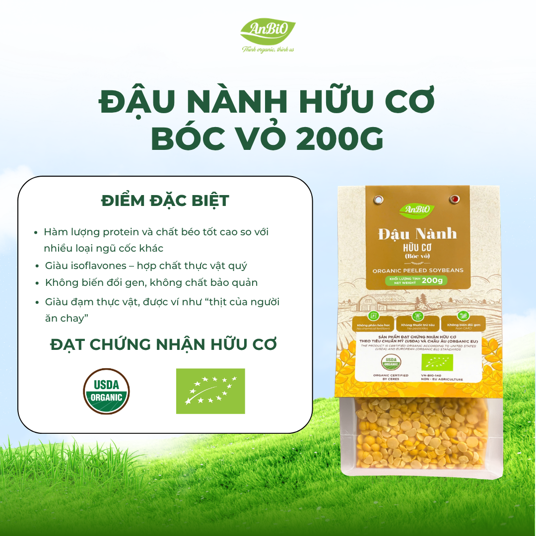 Đậu nành hữu cơ AnBiO (bóc vỏ) 200g