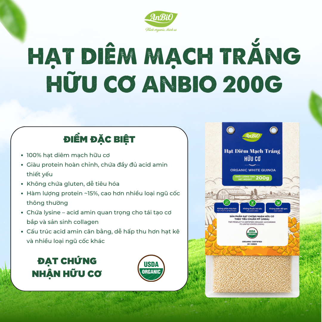 Hạt diêm mạch trắng hữu cơ Anbio