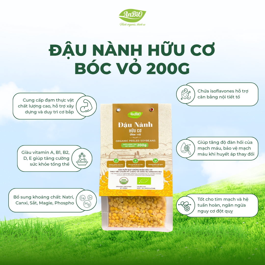 Đậu nành hữu cơ AnBiO (bóc vỏ) 200g