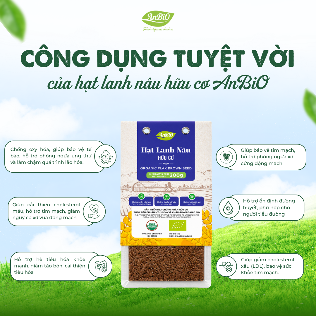 Hạt lanh nâu hữu cơ 200g (Gói)