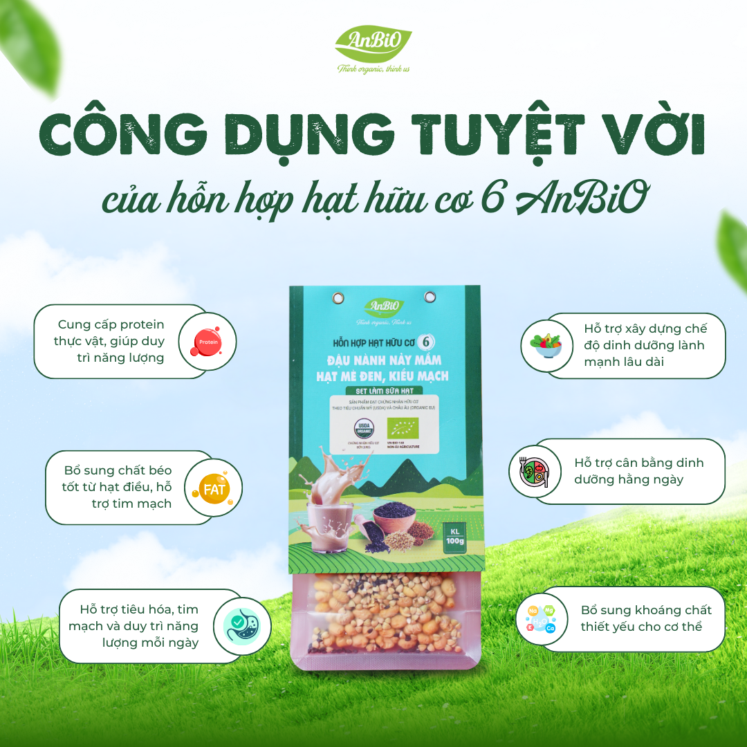 Hỗn hợp hạt hữu cơ số 6 ( Đậu nành - Mè đen - Kiều mạch)