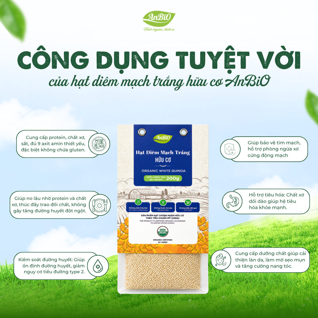 Hạt diêm mạch trắng hữu cơ Anbio
