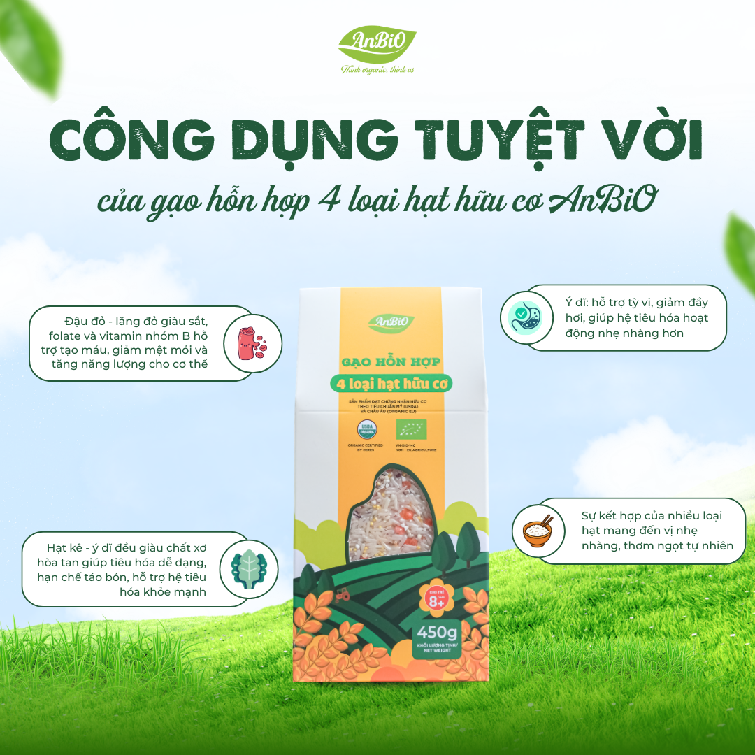 Gạo hỗn hợp 4 loại hạt hữu cơ