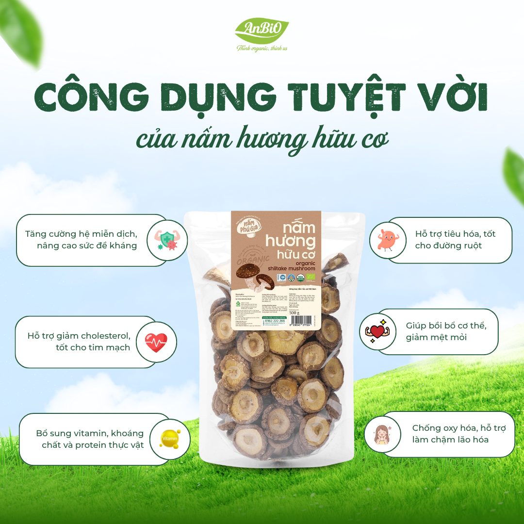 Nấm Hương Khô (M) - Organic - (Gói)