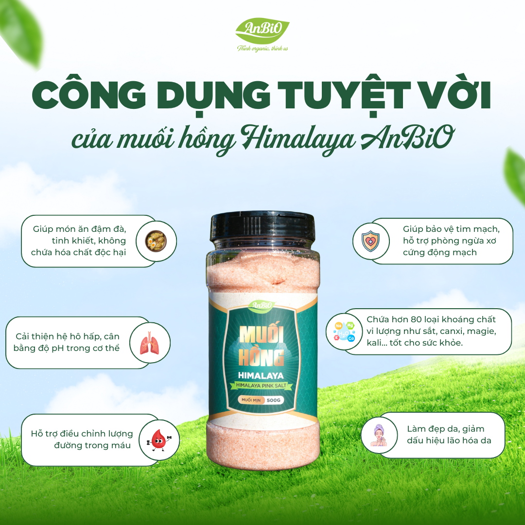 Muối hồng Himalaya Anbio dạng mịn 500g