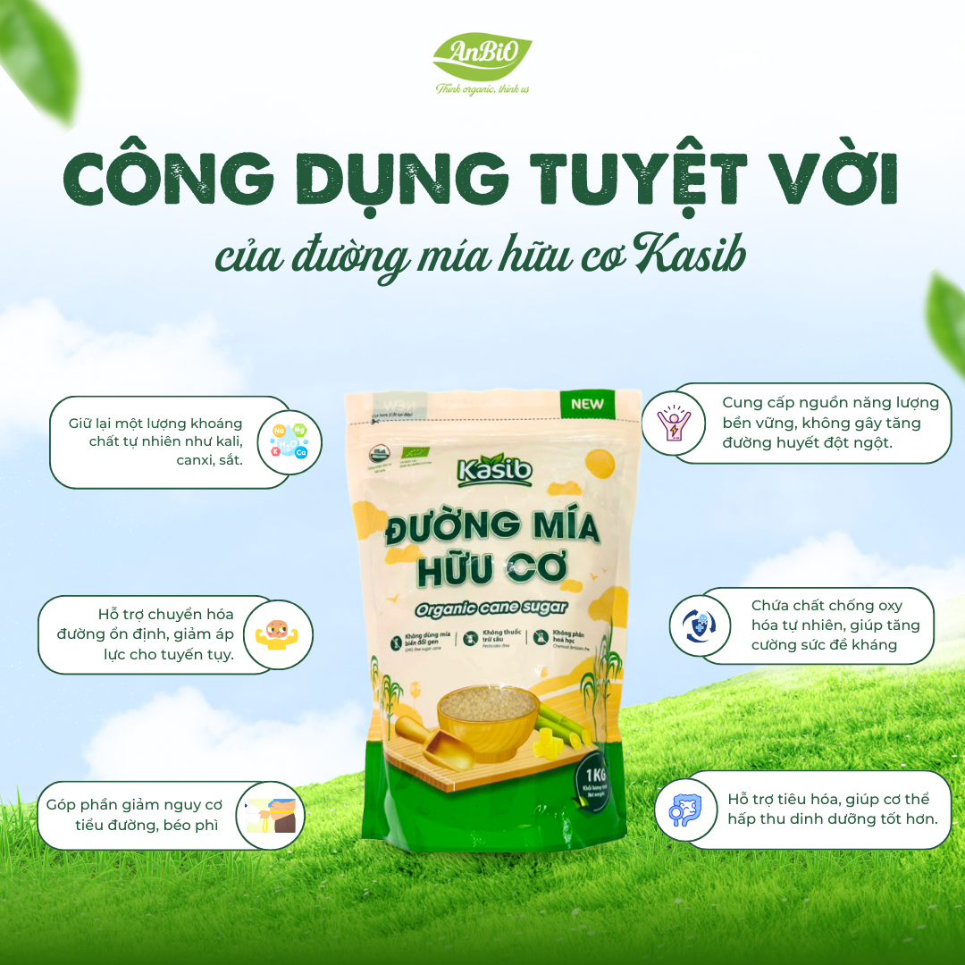 Đường mía hữu cơ Kasib 1 kg
