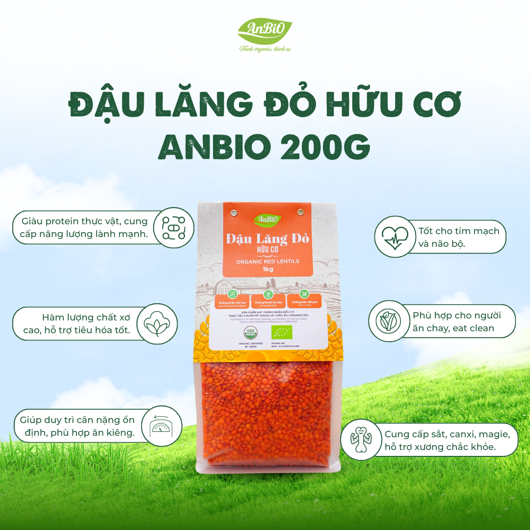 Đậu lăng đỏ hữu cơ Anbio 200g