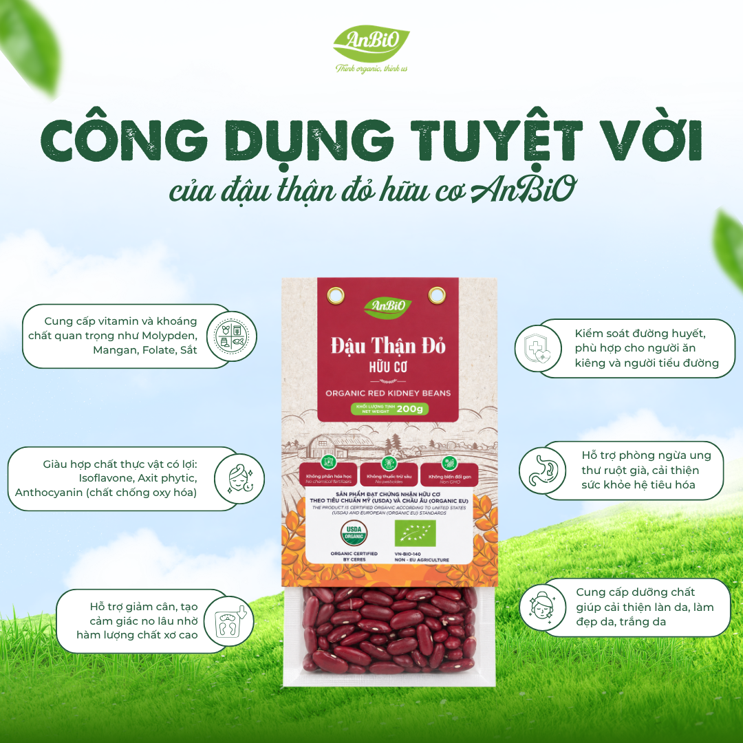Đậu đỏ kidney hữu cơ Anbio 200g
