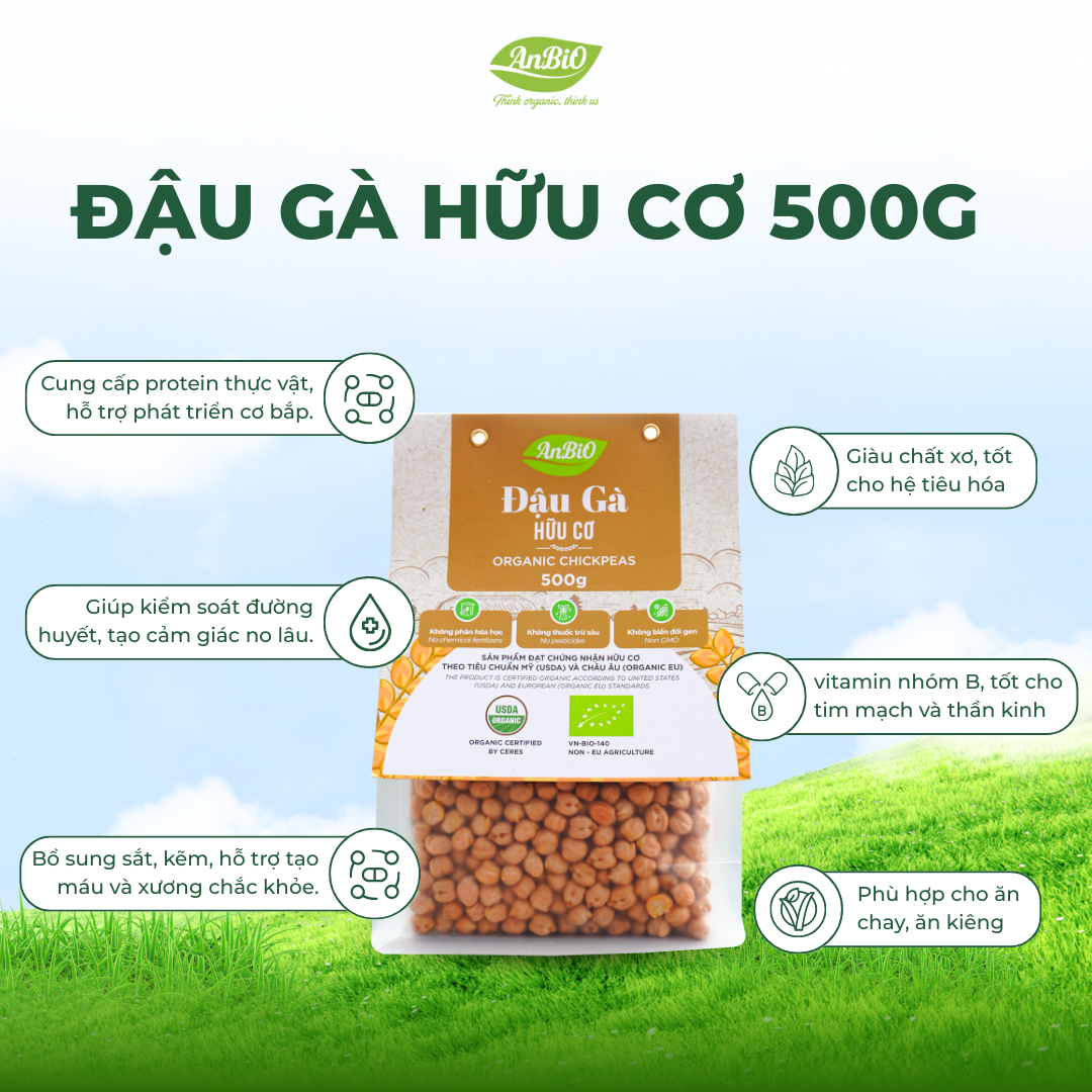 Đậu gà hữu cơ Anbio 500g (Gói)