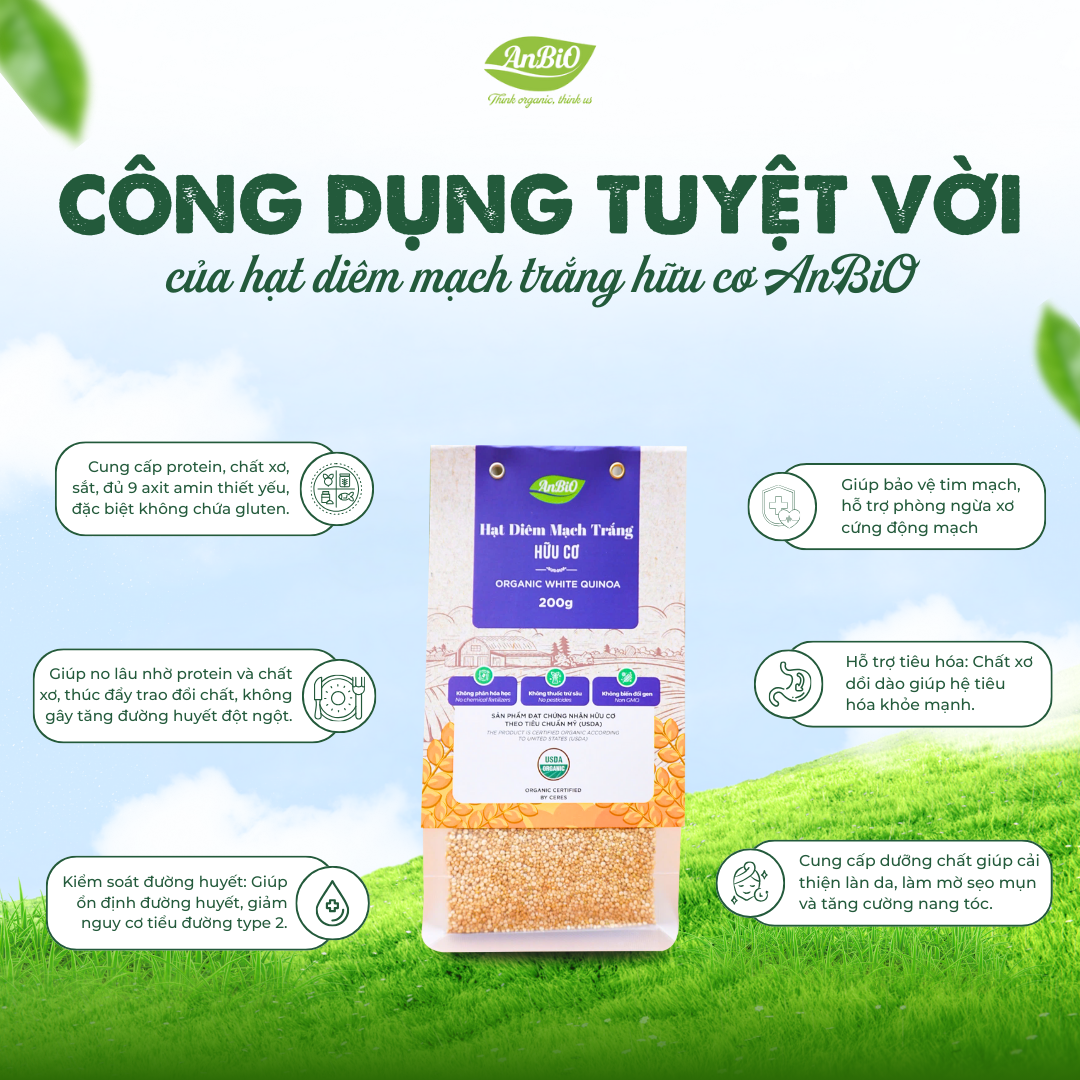 Hạt diêm mạch trắng hữu cơ Anbio 200g