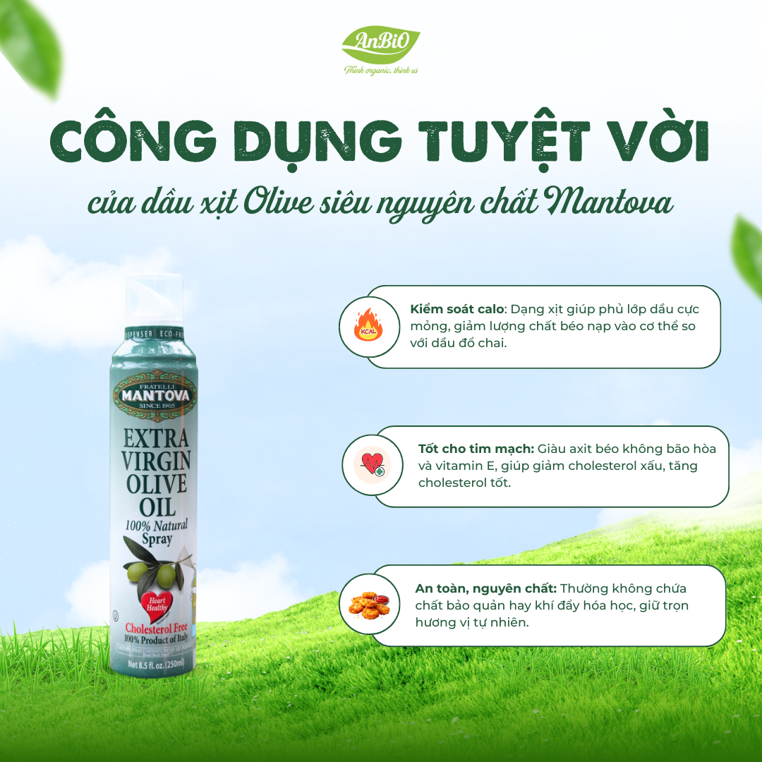 Mantova Dầu xịt Olive siêu nguyên chất 250ml