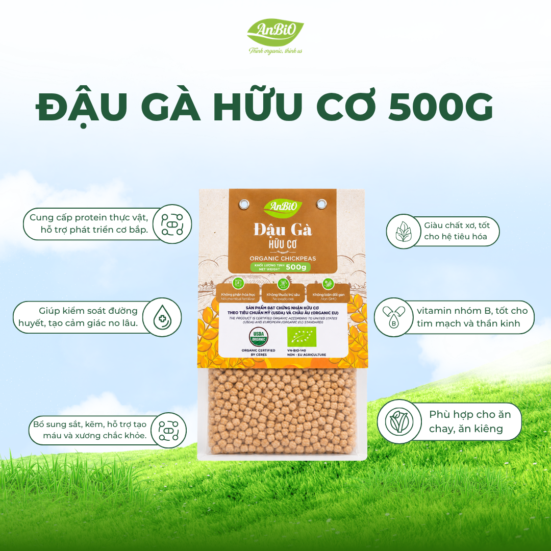Đậu gà hữu cơ Anbio 500g (Gói)