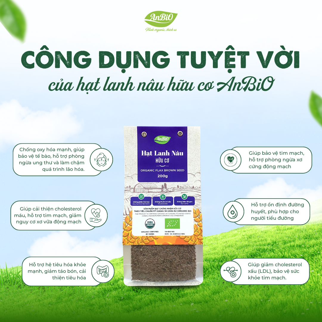 Hạt lanh nâu hữu cơ 200g (Gói)