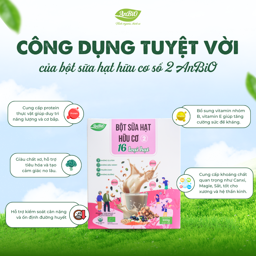 Bột sữa hạt hữu cơ số 2 (16 loại hạt)