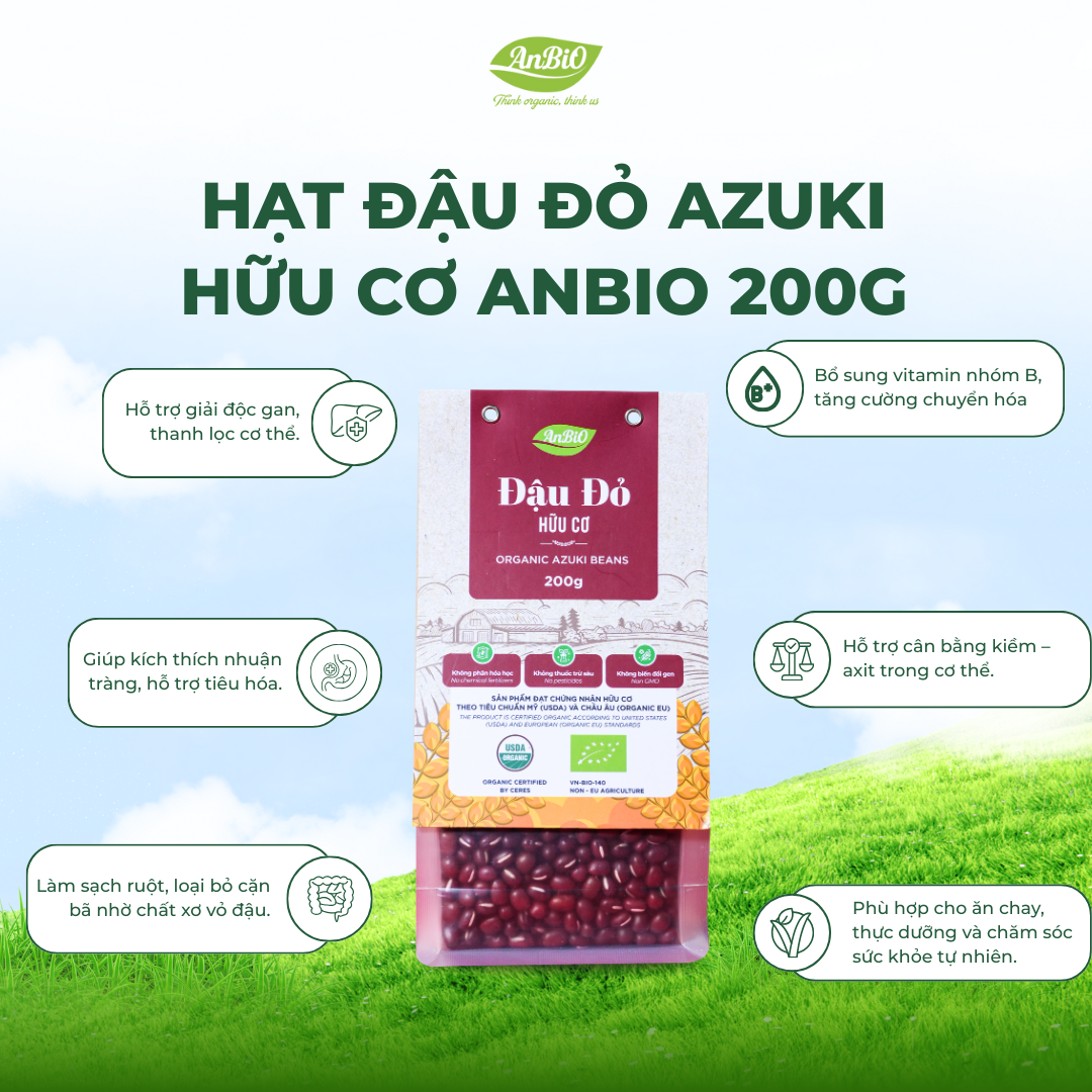 Đậu đỏ hữu cơ azuki Anbio 200g