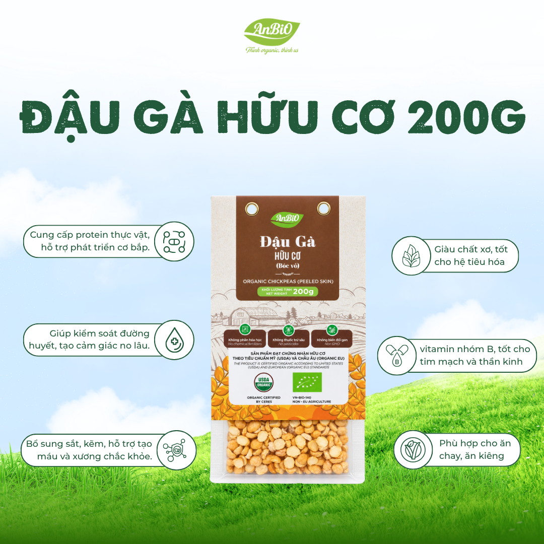 Đậu gà hữu cơ Anbio 200g (bóc vỏ)