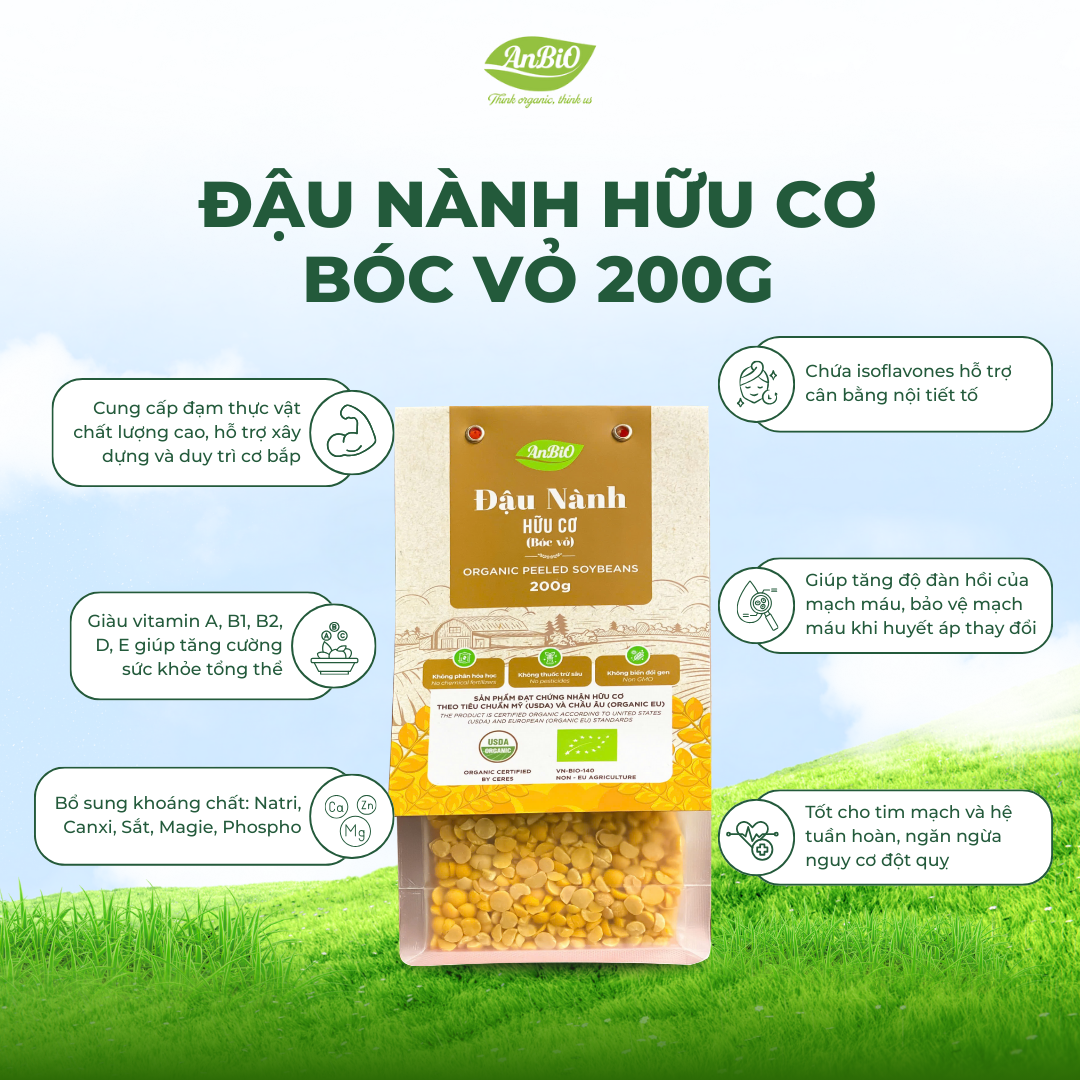 Đậu nành hữu cơ AnBiO (bóc vỏ) 200g